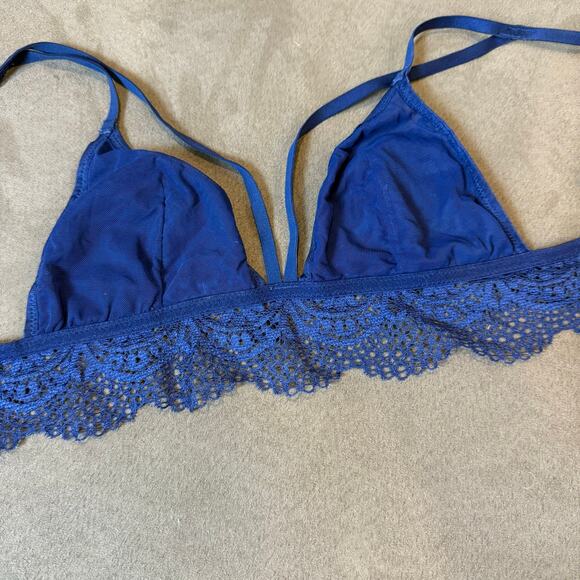 Victoria's Secret Royal Blue Lace Bra Bralette S Small Double Strap - Picture 4 of 8
